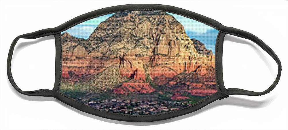 Sedona Face Mask featuring the photograph West Sedona Panorama by Al Judge