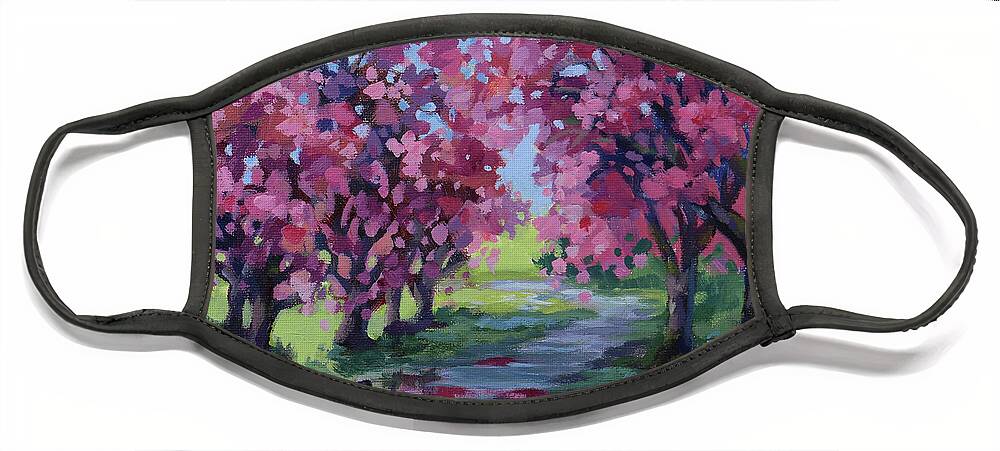Spring Face Mask featuring the painting Wet Spring by Karen Ilari