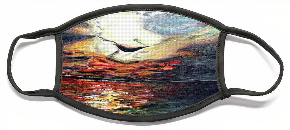 Sunset Face Mask featuring the painting What Dreams may Come.. by Jolanta Anna Karolska