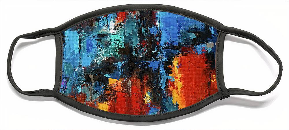 Abstract Face Mask featuring the painting When red and blue meet by Elise Palmigiani