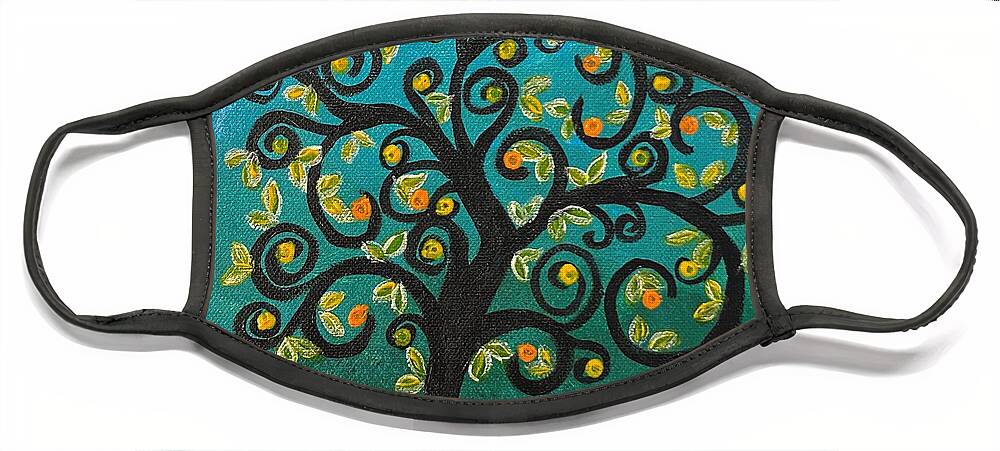 Tree Face Mask featuring the painting Whimsical Tree by Nancy Sisco