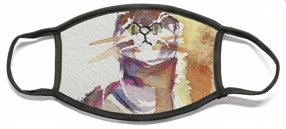 Whimsy Face Mask featuring the painting Whimsy Kitty 1 by Roxy Rich