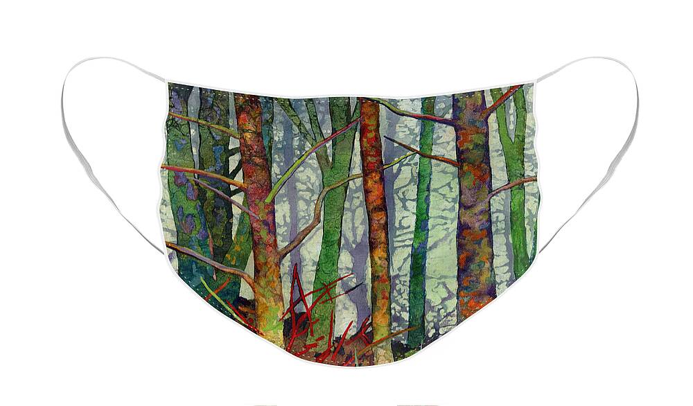 Abstract Forest Face Mask featuring the painting Whispering Forest by Hailey E Herrera