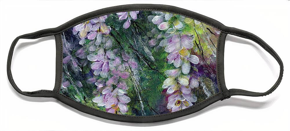 Wisteria Face Mask featuring the painting Whispers in the Wind by Charlene Fuhrman-Schulz