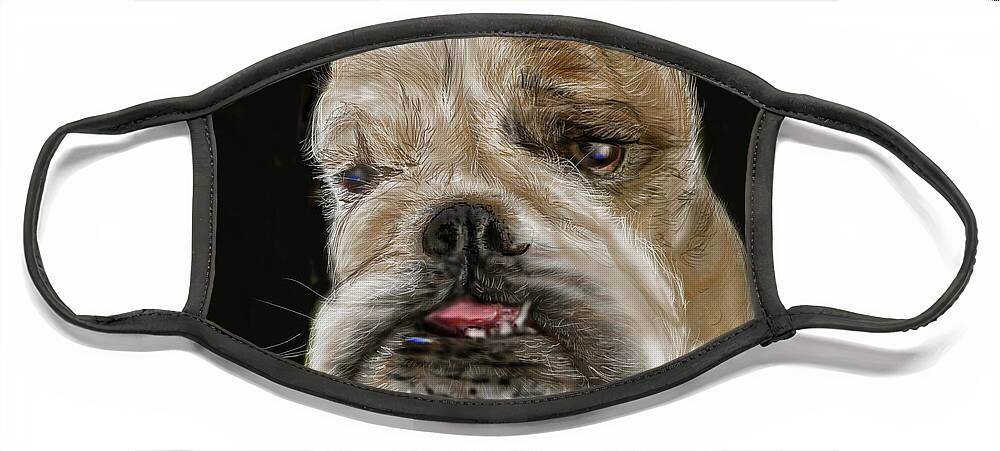 Whitman Bransford Face Mask featuring the painting Dog Portrait - Farley the French Bulldog from Little Rock by Remy Francis