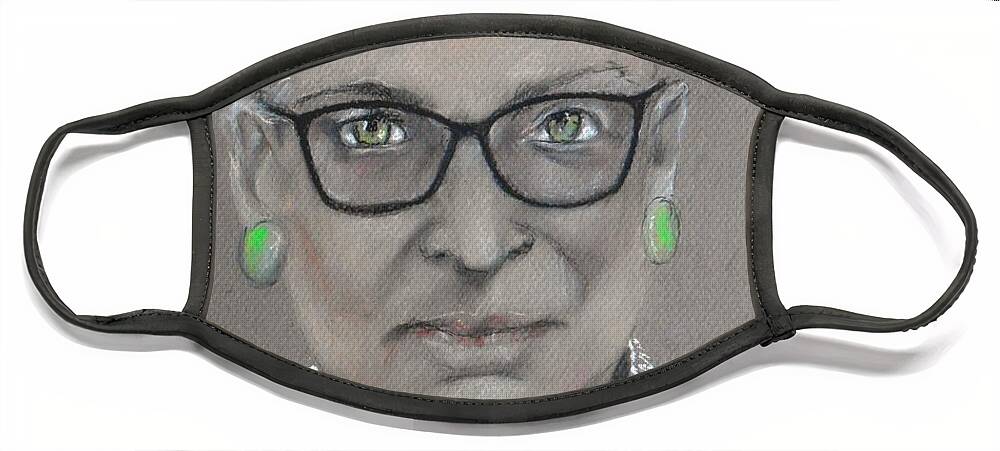 Ruth Bader Ginsburg Face Mask featuring the drawing White-Collar Justice by Jayne Somogy