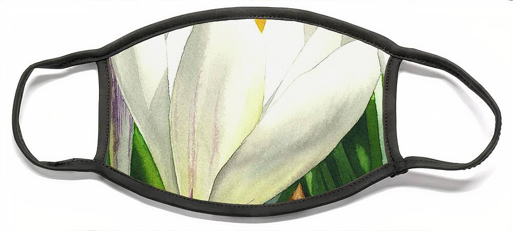White Face Mask featuring the painting White Crocus by Espero Art