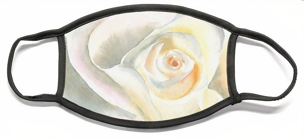 Flower Face Mask featuring the painting White Rose by Hiroko Stumpf