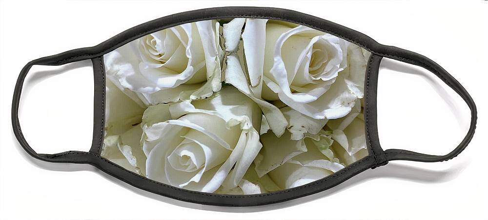 White Roses Face Mask featuring the photograph White Roses by Karen Zuk Rosenblatt