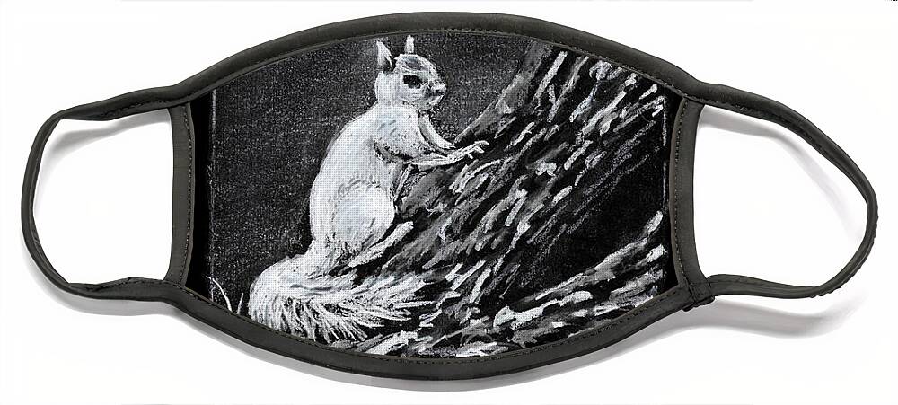 Squirrel Face Mask featuring the painting White Squirrel with a Grey Patch by Thomas Hamm