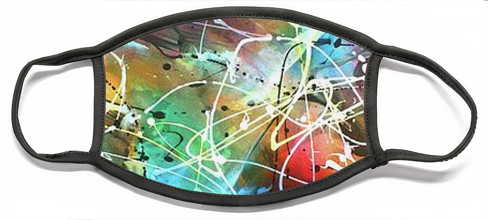 Abstract Face Mask featuring the painting White Treasure by Michael Lang