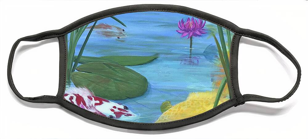 Koi Fish Face Mask featuring the painting Why be Coy? by Sue Dinenno