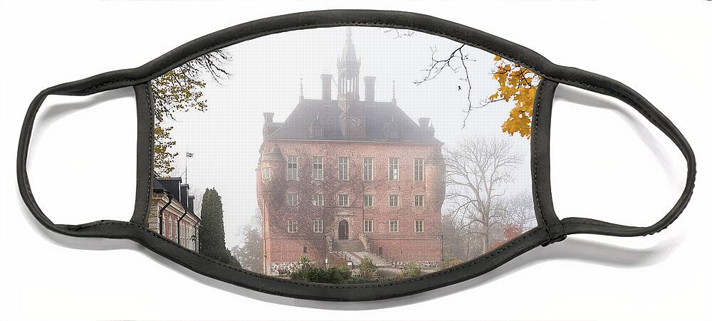 Wik Castle Face Mask featuring the photograph Wik Castle a foggy autumn morning by Torbjorn Swenelius