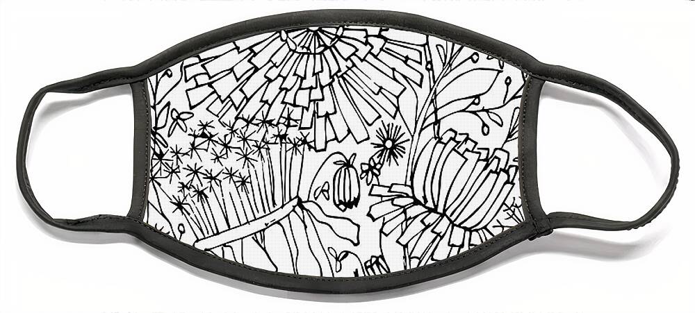 Wild And Free Flower Garden Outline Face Mask featuring the digital art Wild and Free Flower Garden Outline by Patricia Awapara