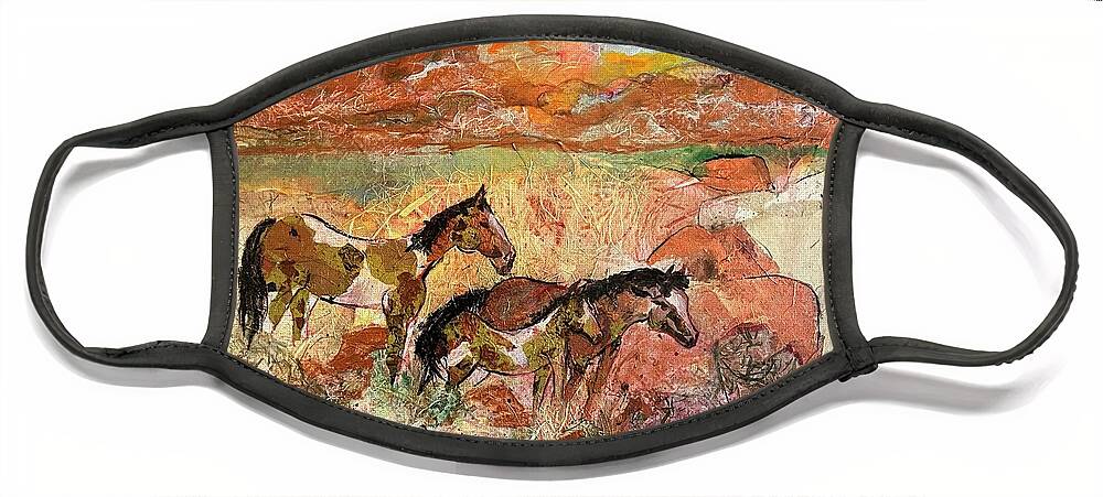 Horse Face Mask featuring the painting Wild Child by Elaine Elliott