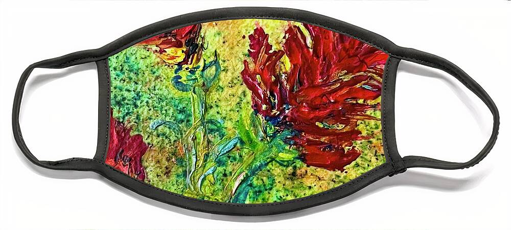 Indian Paintbrush Face Mask featuring the painting Wild Thing - Indian Paintbrush by Cheryl Prather
