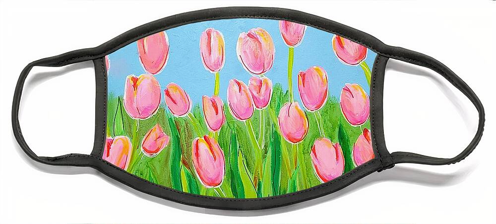 Tulips Face Mask featuring the painting Wild Tulips by Jim Harris