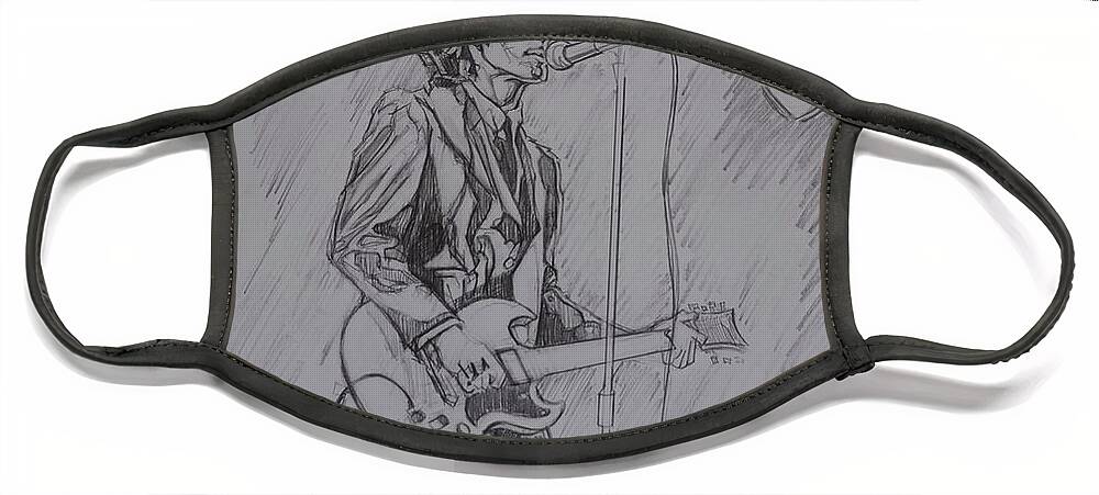 Pencil Face Mask featuring the drawing Willy DeVille - Steady Drivin' Man by Sean Connolly