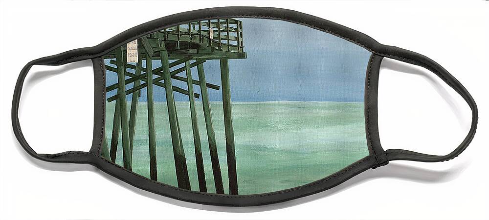 Pier Face Mask featuring the painting Wilmington Welcome by Heather E Harman