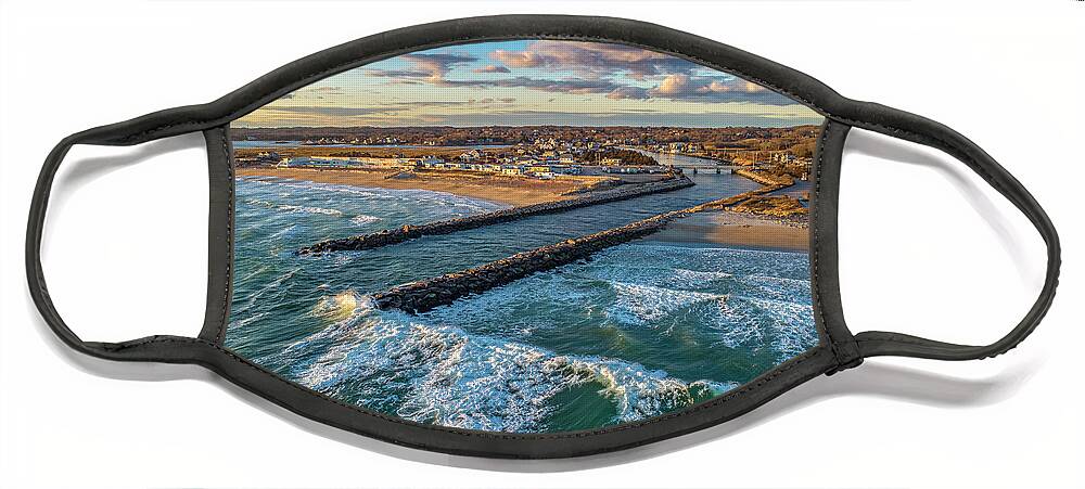 Weekapaug Face Mask featuring the photograph Wind and Surf by Veterans Aerial Media LLC