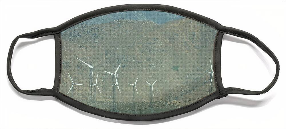 Windmill Face Mask featuring the photograph Windmills of Palm Springs by Roxy Rich