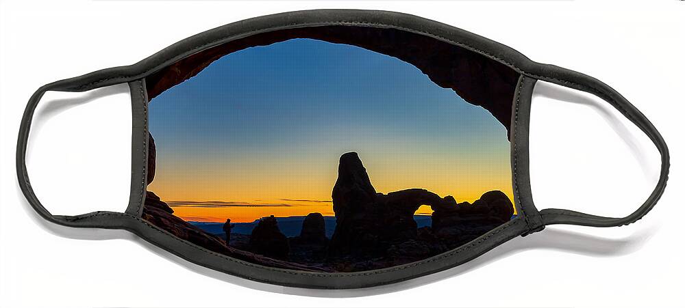 Rock Face Mask featuring the photograph Window of Time in Arches National Park by Sam Antonio