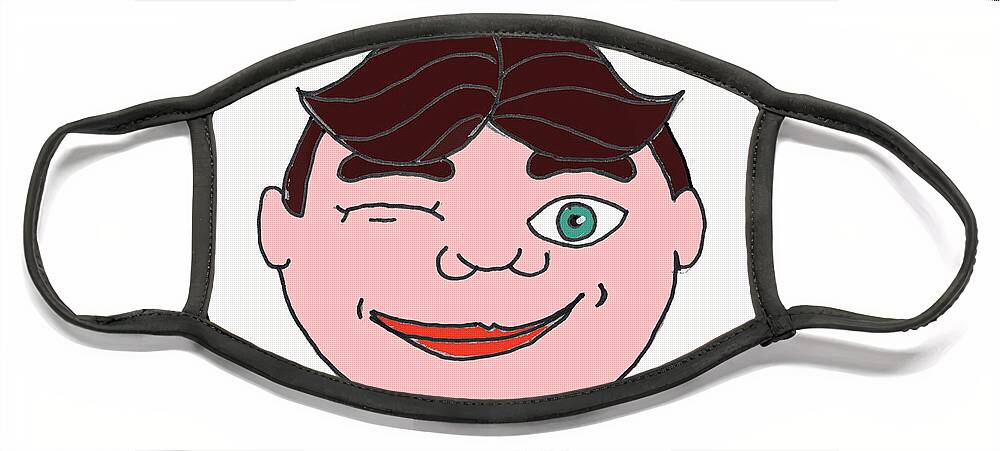 Tillie Face Mask featuring the painting Winky Winky by Patricia Arroyo