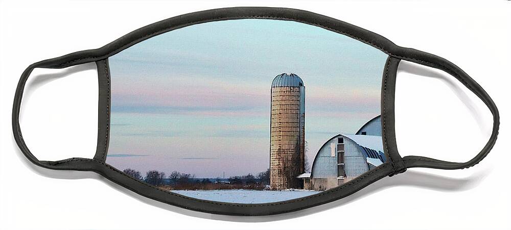 Winter Face Mask featuring the photograph Winter Farm and Barns Ontario by Tatiana Travelways