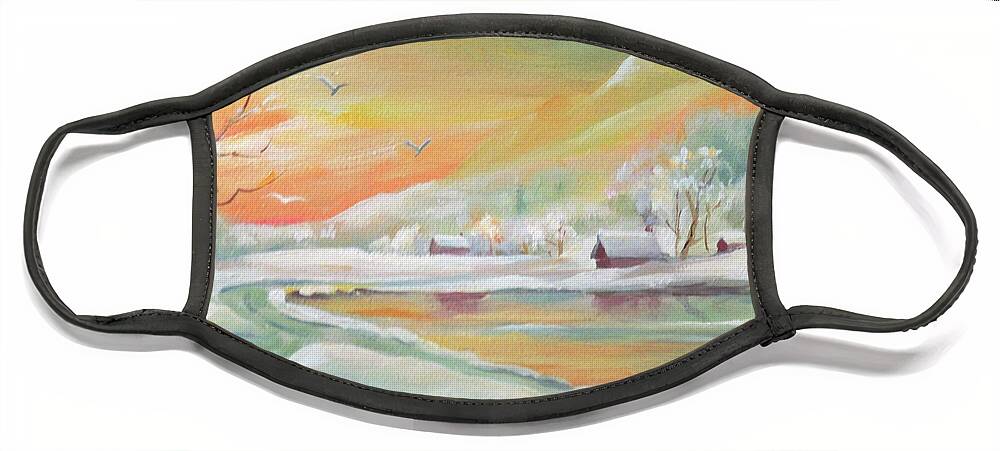 Winter Face Mask featuring the painting Winter Flight by Nancy Griswold