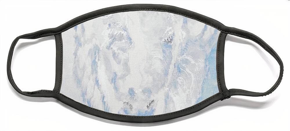 Buffalo Face Mask featuring the painting Winter Guardian by Barbara F Johnson