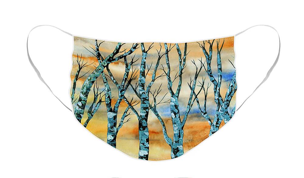 Winter Face Mask featuring the painting Winter Trees by Vallee Johnson