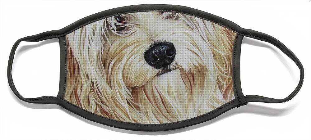 Dog Face Mask featuring the drawing Wispy Bangs by Kelly Speros