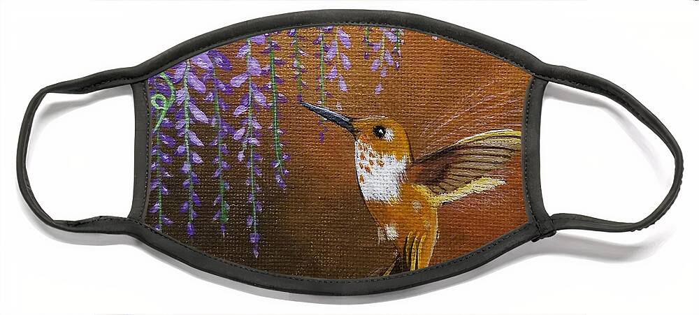 Humming Birds Face Mask featuring the painting Wisteria Humming by Jimmy Chuck Smith