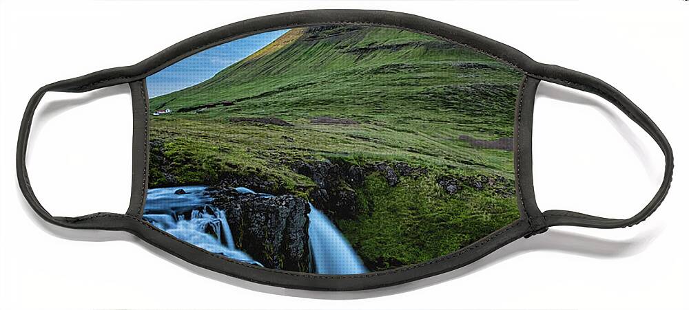 Iceland Face Mask featuring the photograph Witch's Hat Falls by Tom Singleton