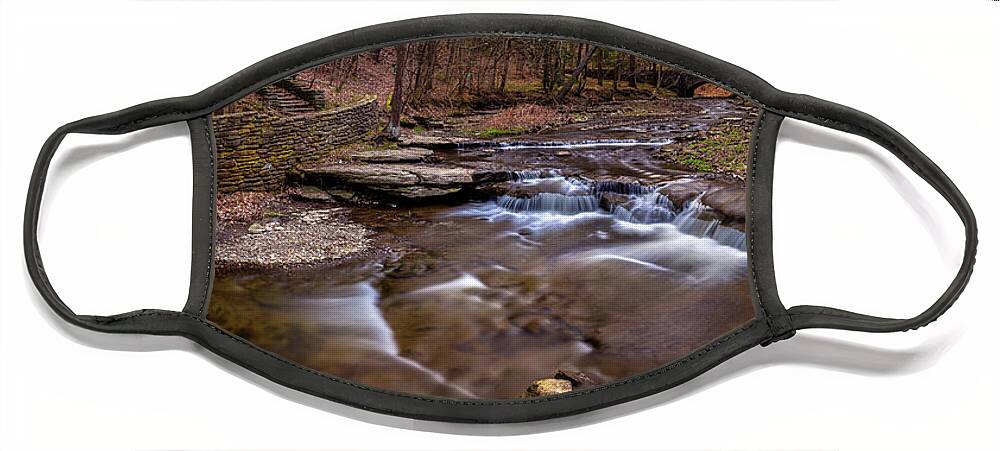 Landscape Face Mask featuring the photograph Wolf Creek Spring Pano by Mark Papke