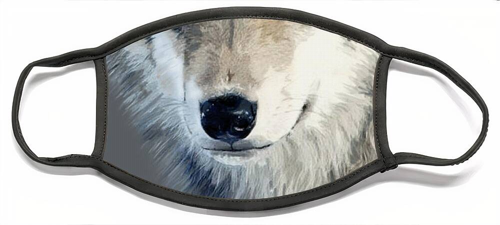 Nature Face Mask featuring the mixed media Wolf by Judy Link Cuddehe