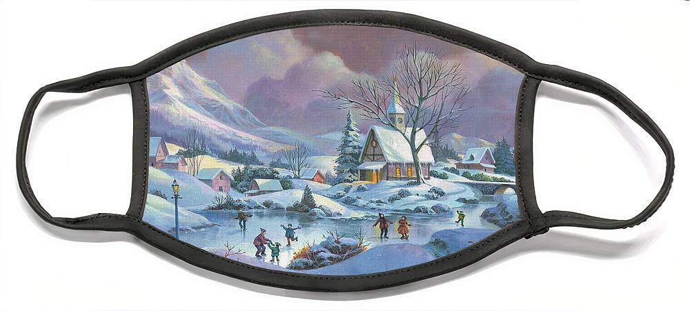 Winter Face Mask featuring the painting Wonderland by Michael Humphries