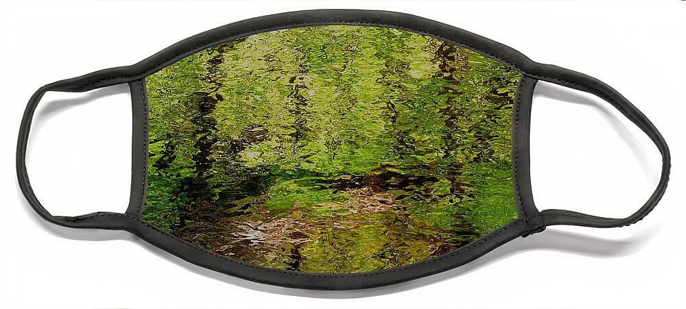 Woods Woodland Stream Creek Abstract Face Mask featuring the digital art Woodland Stream by Bob Shimer