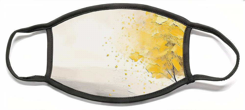 Yellow Face Mask featuring the painting Vibrant Transition - Yellow Trees in AutumnArt by Lourry Legarde