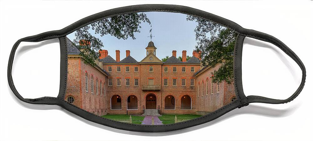 William And Mary Face Mask featuring the photograph Wren Building at Dusk by Jerry Gammon