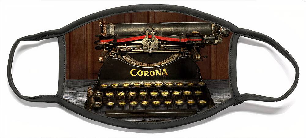 Corona Face Mask featuring the photograph Writer - Typewriter - My Corona by Mike Savad