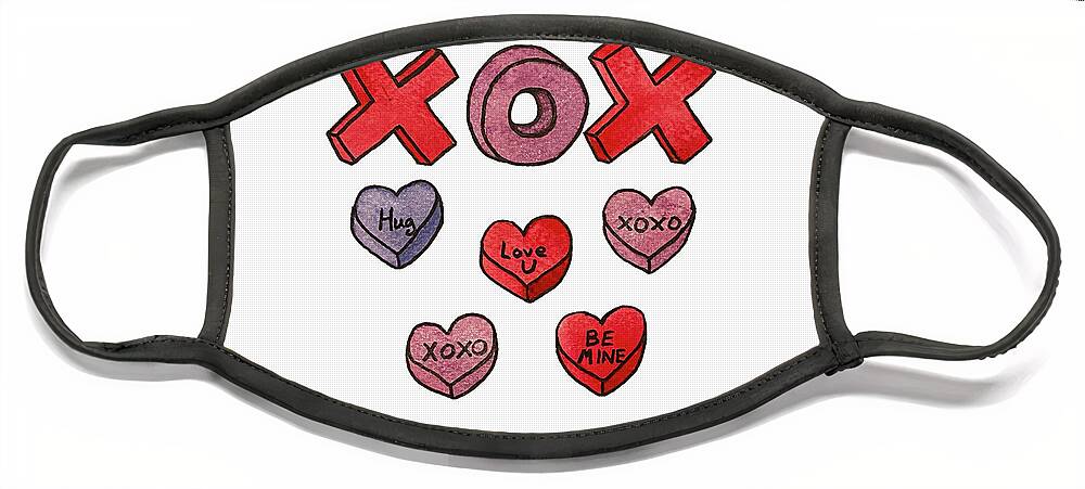 Valentine's Day Face Mask featuring the mixed media Xoxo by Lisa Neuman