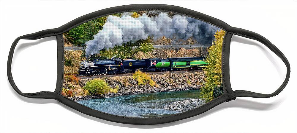 Lakes And Rivers Face Mask featuring the photograph Yakima River Train by LareyMcDaniel