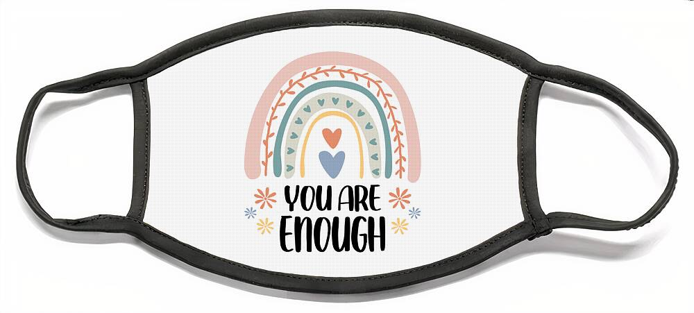 Mental Health Face Mask featuring the digital art Yarani - You Are Enough Mental Health Matters by Sambel Pedes