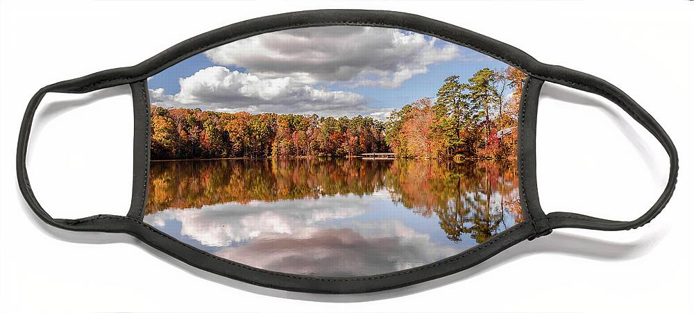 Reflection Face Mask featuring the photograph Yates Mill Pond Reflection by Rick Nelson
