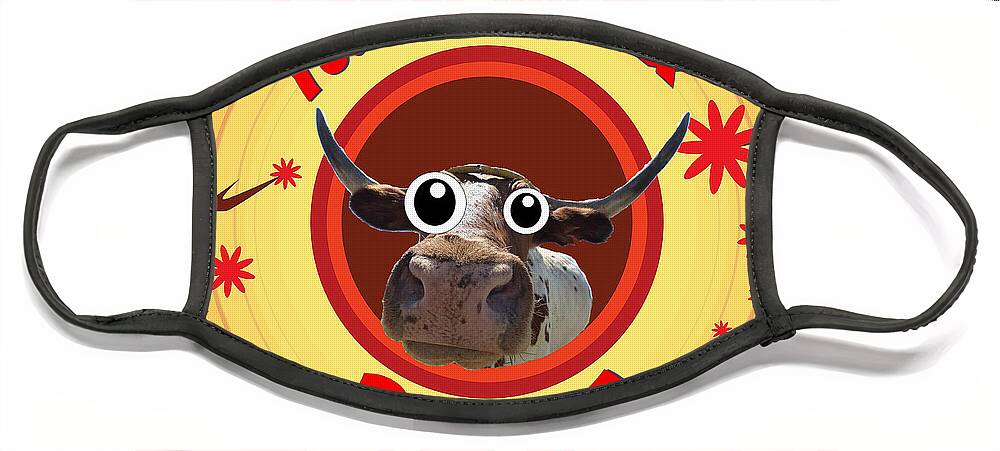 Ox Face Mask featuring the digital art Year of the Ox with Googly Eyes by Ali Baucom