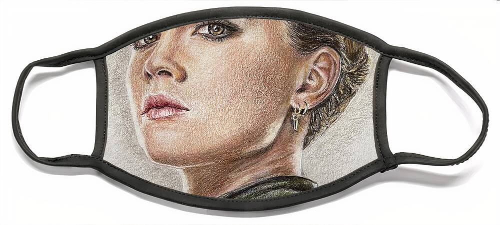 Yelena Face Mask featuring the drawing Yelena / Florence Pugh by Christine Jepsen