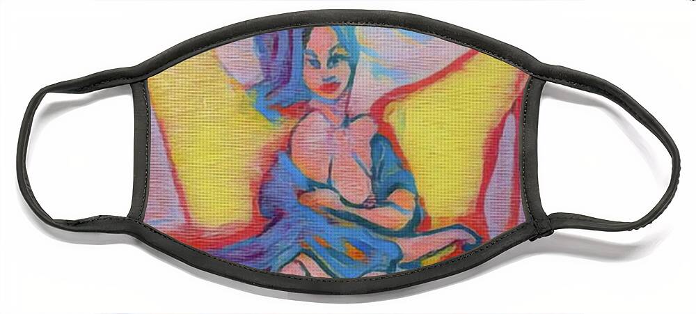  Face Mask featuring the painting Yellow Chair by Kurt Hausmann