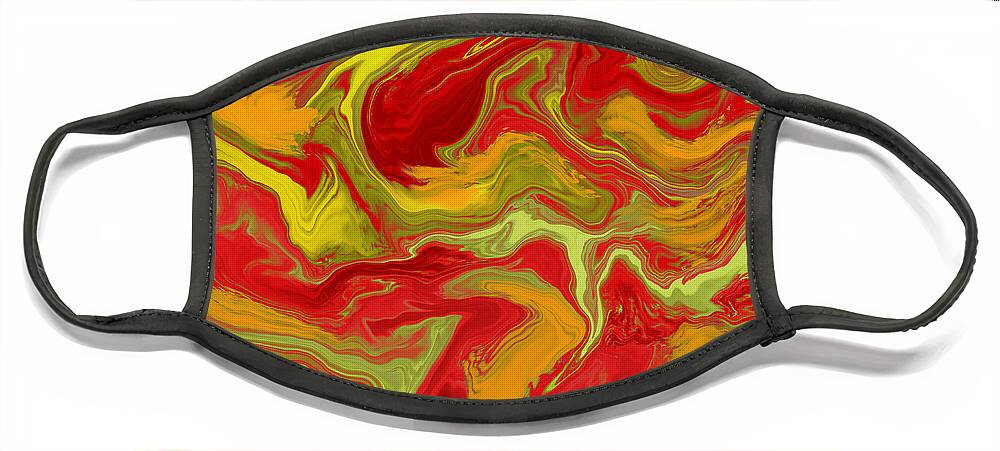 Swirl Face Mask featuring the digital art Yellow Delicious by Susan Fielder