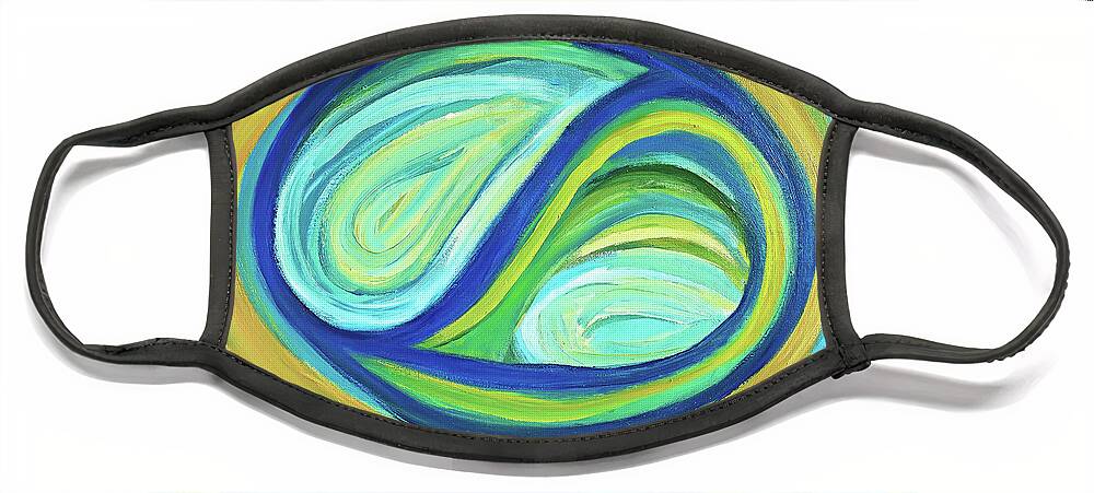 Yin And Yang.abstract Face Mask featuring the painting Yin and Yang by Maria Meester